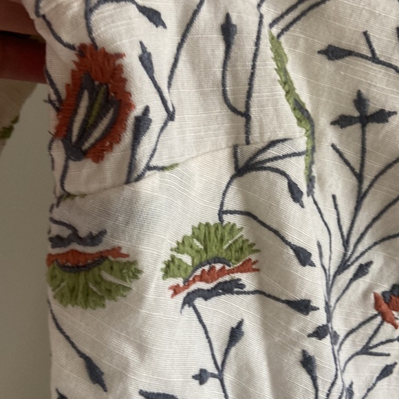 Embroidered Floral Print Linen Blend Jacket - Picture 9 of 12